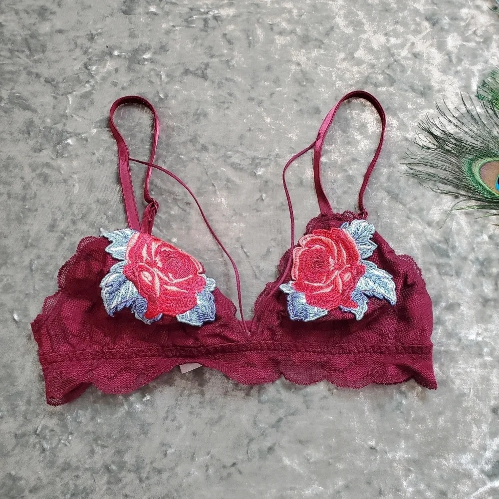 Pink By Victoria's Secret Red Lace Bralette